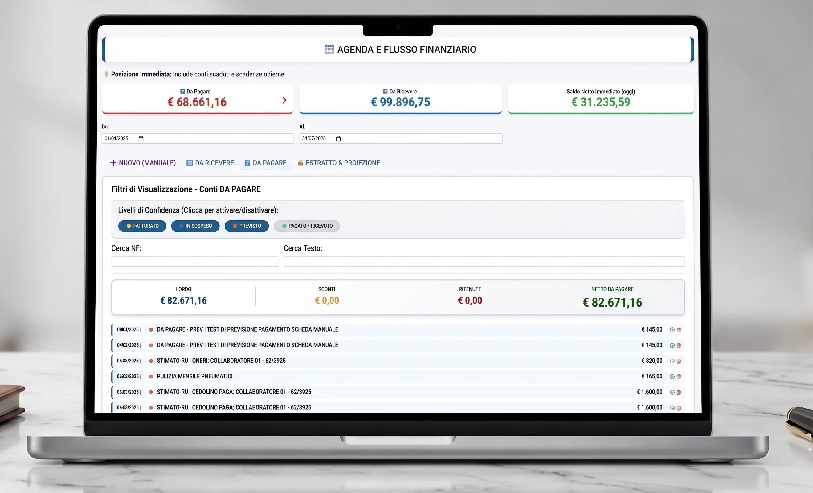 Agenda e Flusso Finanziario